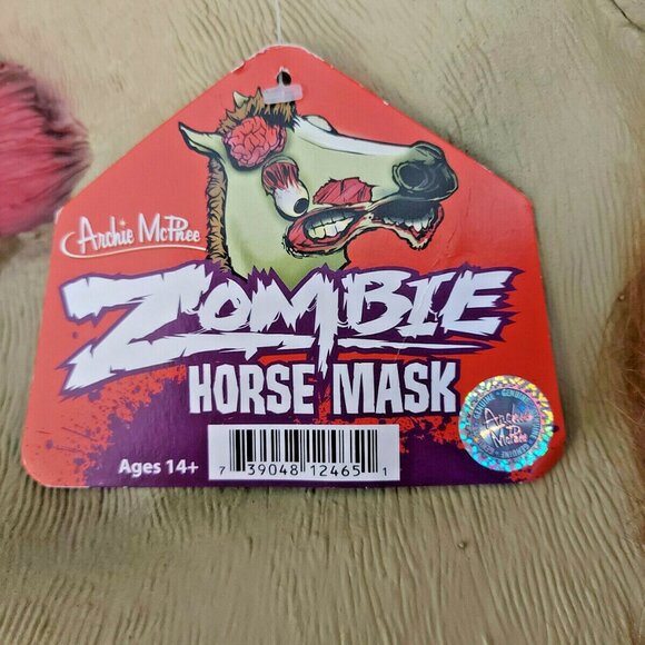 ZOMBIE Bloody HORSE MASK Halloween horror Archie McPhee Costume 14+ Adult NEW - Picture 6 of 7